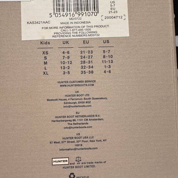 NEW in box HUNTER boots half cardigan boot sock Size XS 5-7 US Kids black - Picture 2 of 2